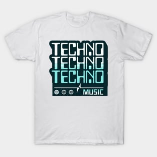 TECHNO  - Retro Computer Font  (Teal) T-Shirt